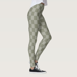 Leggings Conception de motif à carreaux vert olive et gris