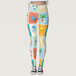 Leggings Conception de motif de plage 3x3