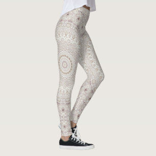Leggings Conception de motif mandala beige et taupe