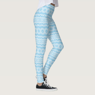 Leggings Conception de motif mandala bleu clair