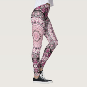 Leggings Conception de motif mandala rose et bordeaux
