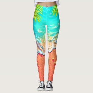 Leggings Conception de paradis de plage de sable rose