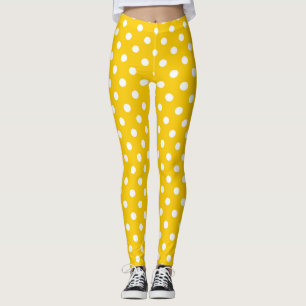 Leggings Conception de points jaunes et blancs