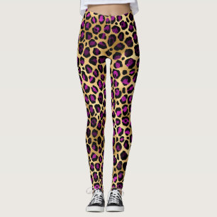 Leggings Conception de série Leopard violet et or 4