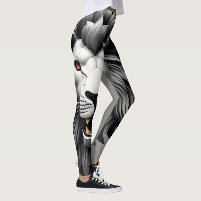 Leggings Conception de tête de Lions Argent (Droite)