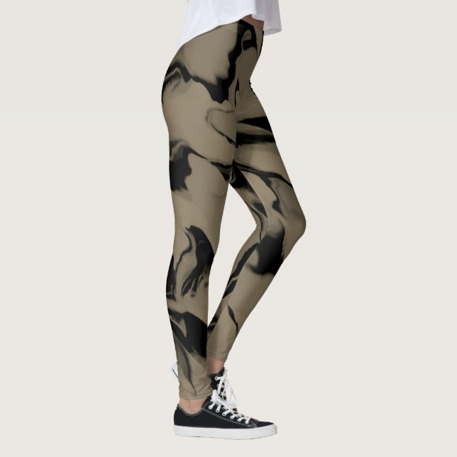 Leggings Conception de vagues de brun et de beige (Droite)