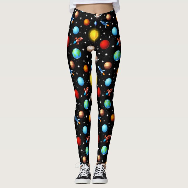 Leggings Conception des planètes de vérification spatiale (Devant)