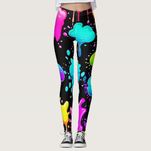 Leggings Conception des puces de peinture néon