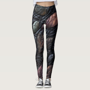 Leggings Conception Feuille Iridescente Quilée