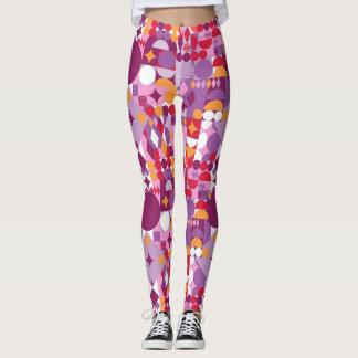 Leggings Conception géométrique violette avantgardiste