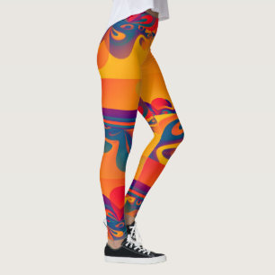 Leggings Conception graphique - rouge jaune bleu sans coutu