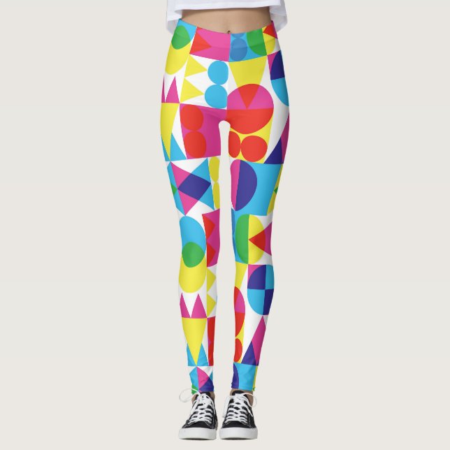Leggings Conception motif géométrique Abstraite et colorée. (Devant)