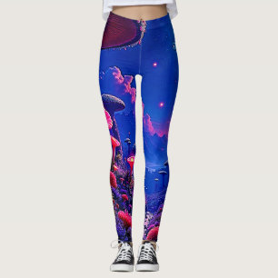 Leggings Conception nocturne de la forêt de champignons enc
