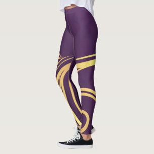 Leggings Conception pourpre et jaune abstraite