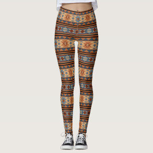 Leggings Conception sud-ouest Adobe Grey Brown Tribal Motif