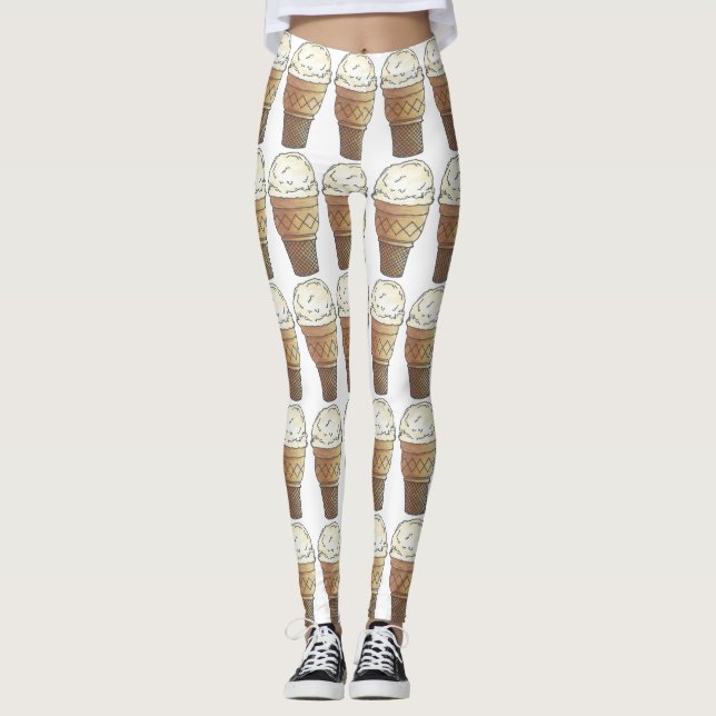 Leggings Cones de crème glacée à la vanille simple Scoop (Devant)