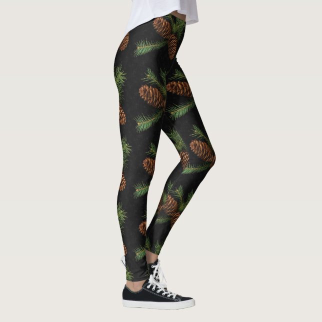 Leggings Cônes de pin d'hiver sur bois de charbon (Droite)