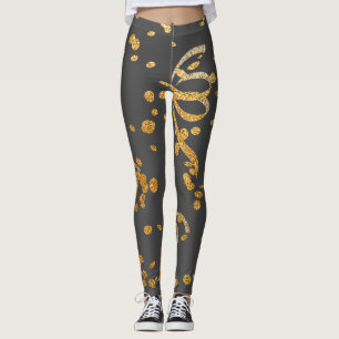 Leggings Confetti d'or gris du New Years Eve Party