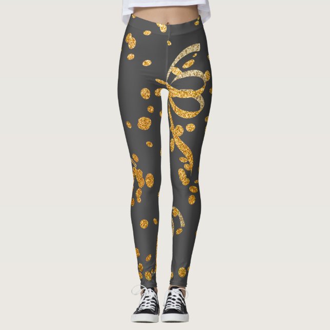 Leggings Confetti d'or gris du New Years Eve Party (Devant)