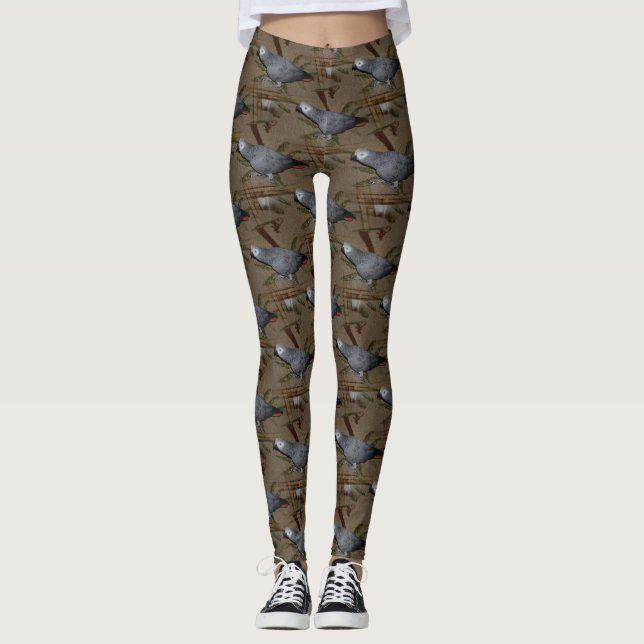 Leggings Congo Le perroquet gris au sol (Devant)