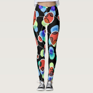 Leggings Connexions de réseau abstrait moderne couleur vibr