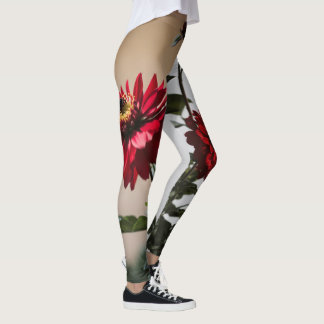 Leggings "Contraste en fleur : noire et rouge"
