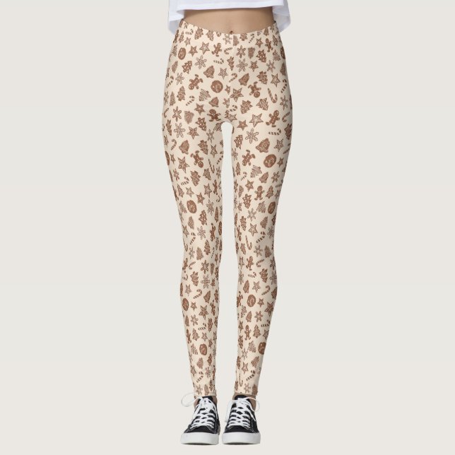 Leggings Cookies de Noël Motif jaune (Devant)