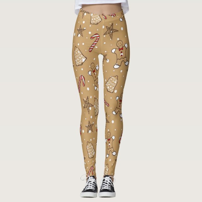 Leggings Cookies Et Sucres de canne De Noël (Devant)