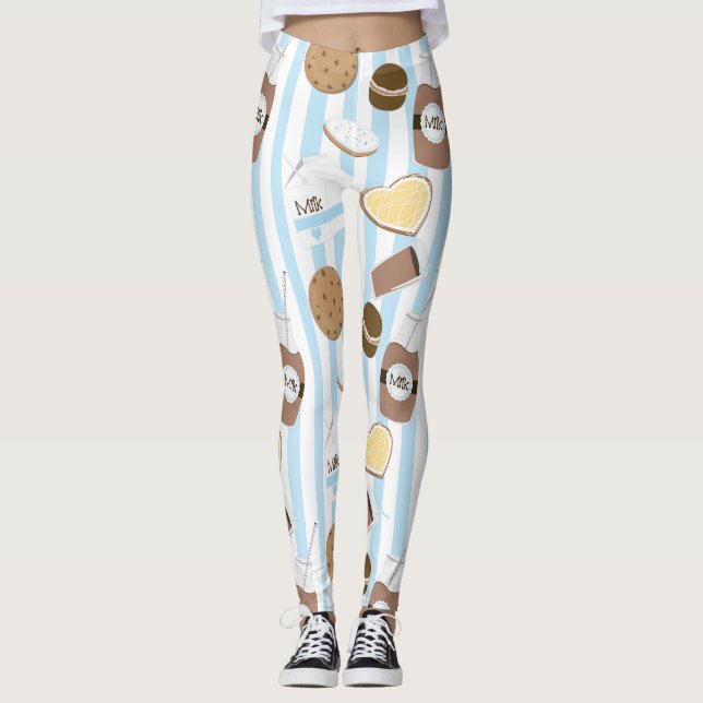 Leggings Cookies & Lait Bleu Motif rayé (Devant)