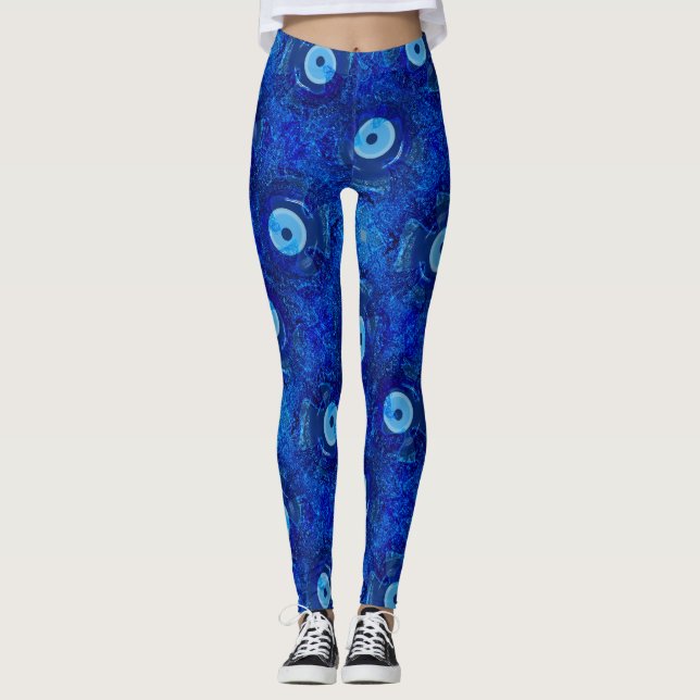 Leggings Cool, art numérique moderne de motif d'oeil (Devant)