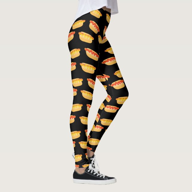 Leggings Cool Black Funny Motif Hot Dog (Droite)