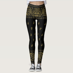 Leggings Cool Black Gold Paisley