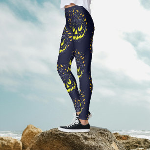 Leggings Cool Black Yellow Jack-o'-lantern Citrouille Hallo
