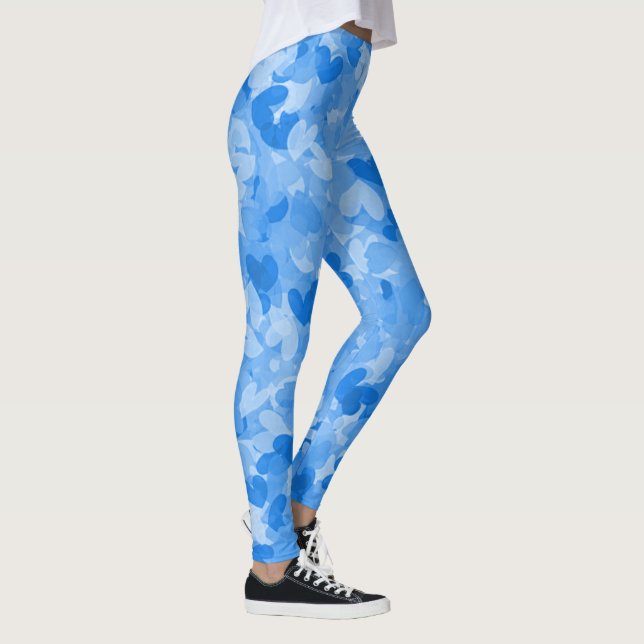 Leggings cool bleu coeurs motifs filles mode bleu femmes (Droite)