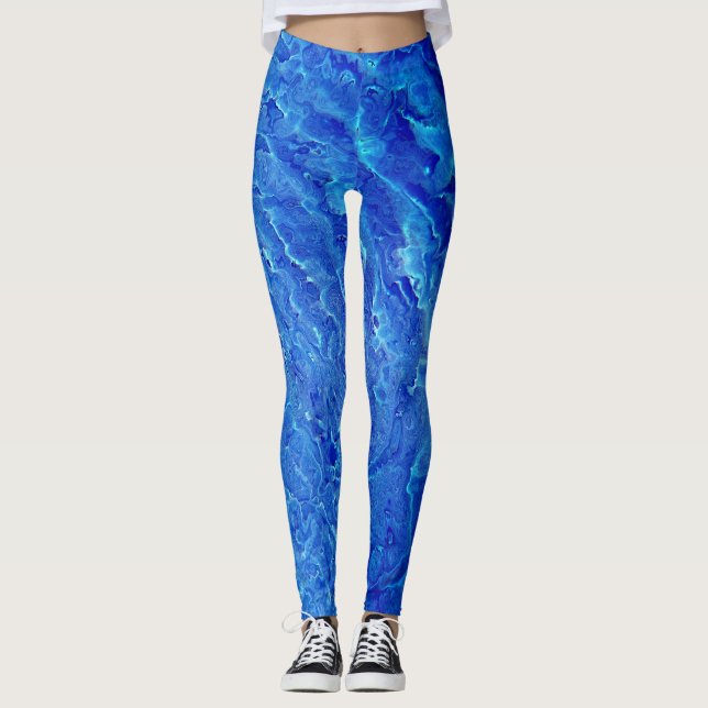 Leggings Cool Bleu et Motifs d'eau unique (Devant)
