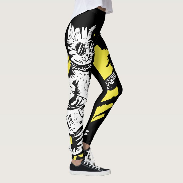 Leggings Cool Chat jouant de la guitare électrique (Droite)