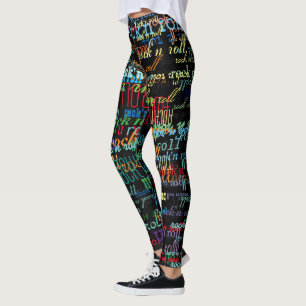 Leggings cool & coloré rock & roll motif noir