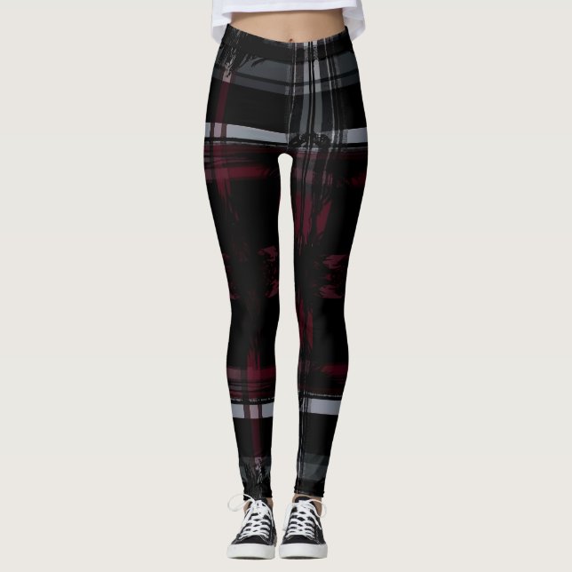 Leggings Cool écrasé gothique Grungy Grunge Plaid Motif (Devant)