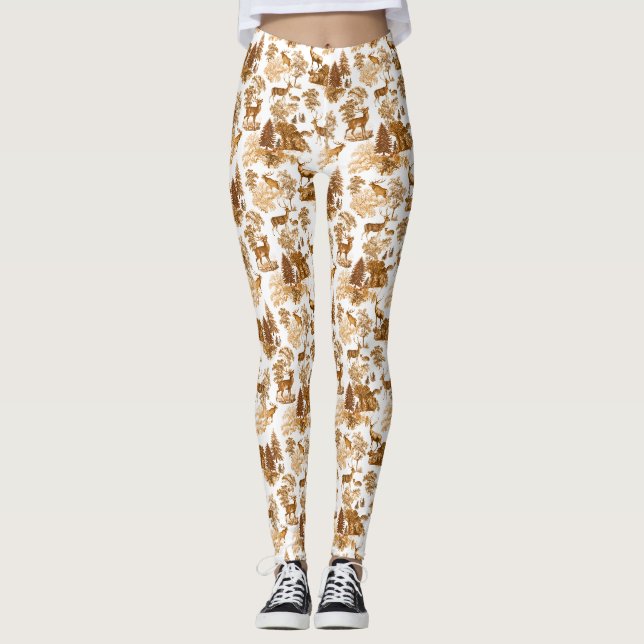 Leggings Cool Élégant Brown cerf Toile française (Devant)