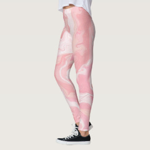 Leggings Cool en marbre rose Cloud Motif, rose chaud et bla