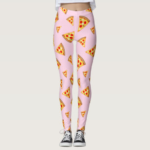 Leggings Cool et amusant pizza tranches motif rose clair
