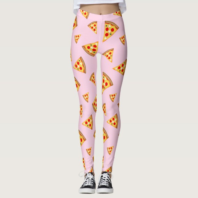 Leggings Cool et amusant pizza tranches motif rose clair (Devant)