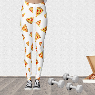 Leggings Cool et amusante pizza tranches motif sur blanc