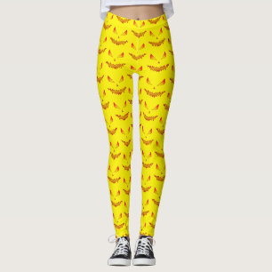 Leggings Cool et effrayant Jack OLantern face Halloween jau