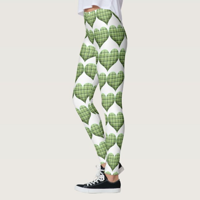 Leggings Cool Green White Hearts St.Patrick's Day Holiday (Gauche)