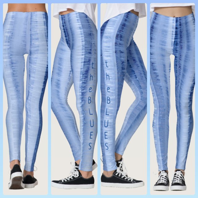 Leggings Cool Icy Bleu Clair Rayures Chic (Créateur téléchargé)