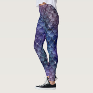 Leggings cool mermaid parties scintillant bleu vert unicorn