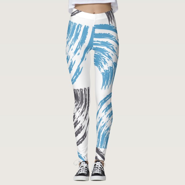 Leggings Cool, moderne, bleu abstrait tendance (Devant)