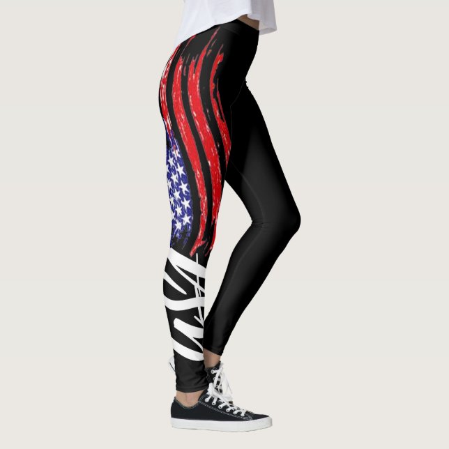 Leggings cool noir usa drapeau motif design (Droite)