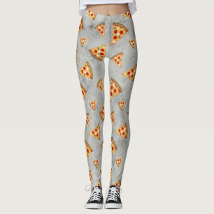 Leggings Cool pizza tranches vintage gris motif